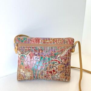 Bags by Pinky Multicolor Mosaic Genuine Leather Purse Crossbody Bag Vintage